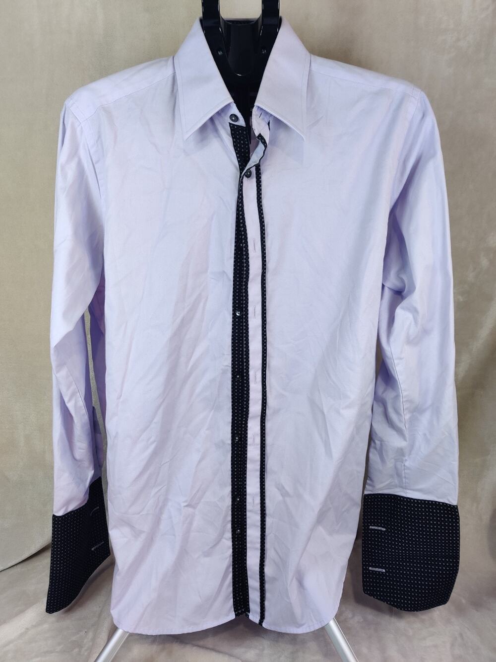 Vintage Uniworth Smart Fit Men's Button Up Size 16 Purple Flip Cuff Collared